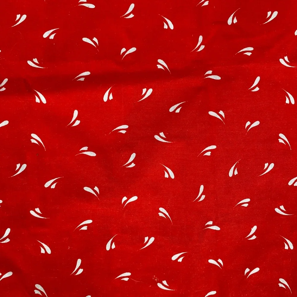 Vtg Handmade Patchwork Quilt Topper Red Ric-Rac Trim Farmhouse Decor No Stuffing